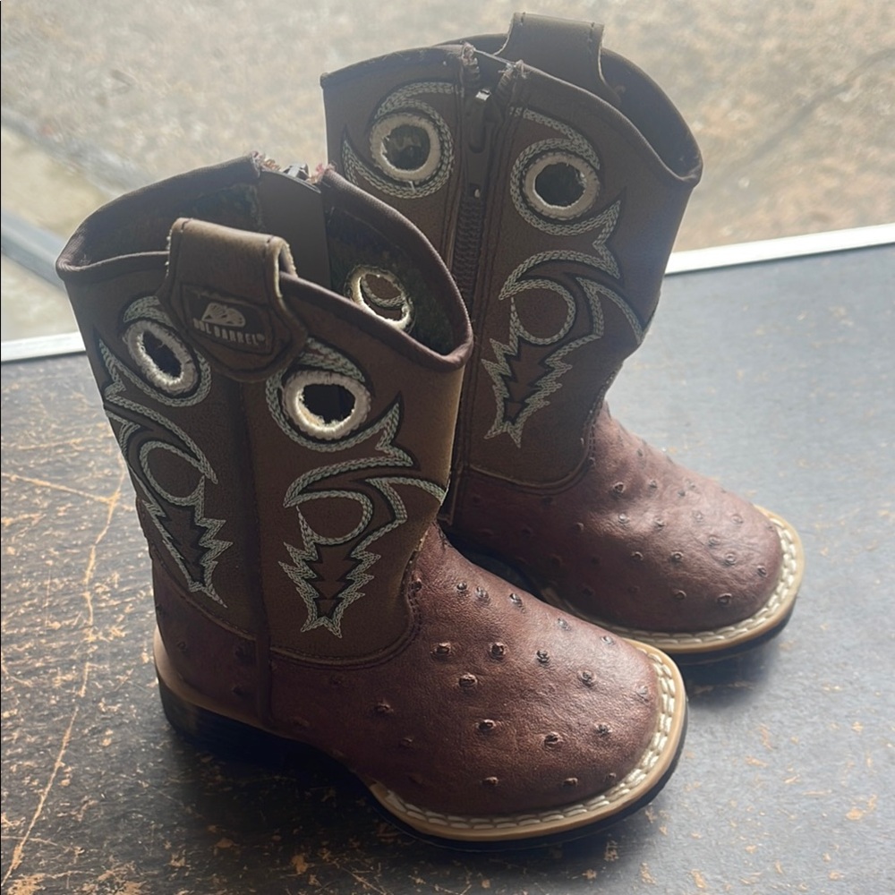 DBL Barrel Kids Brown Western Boots